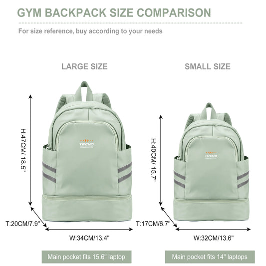 Women's Large Gym Backpack with Shoe Compartment | Waterproof Travel Bag