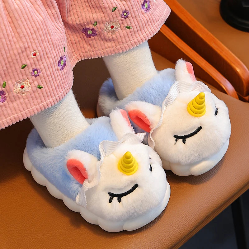 Kids & Family Matching Animal Print Plush Slippers | Cozy Winter Shoes