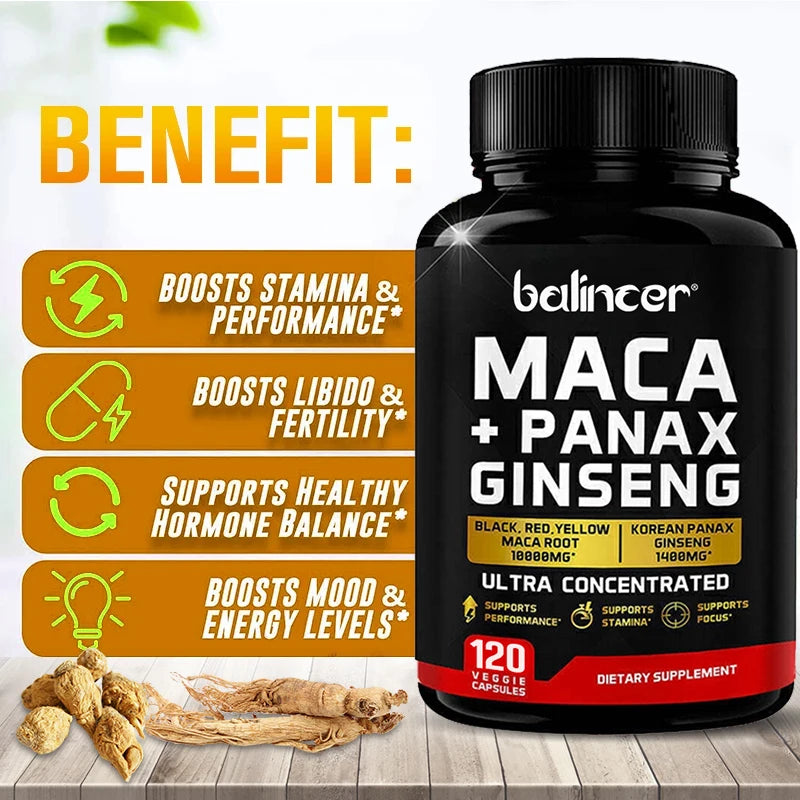 Maca & Ginseng Capsules for Energy & Muscle Support