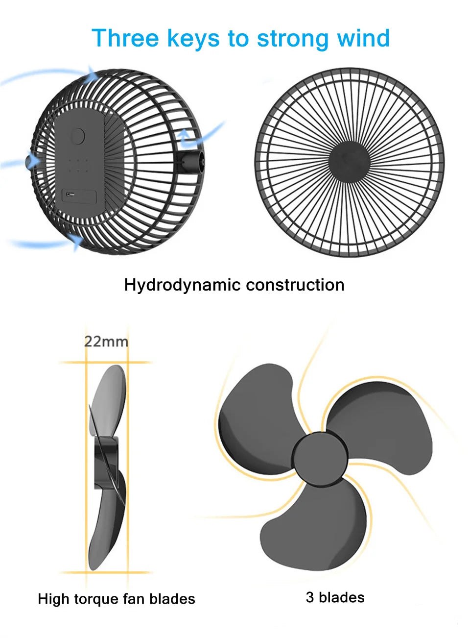 Portable USB Charging Wireless Electric Fan | 10000mAh Battery