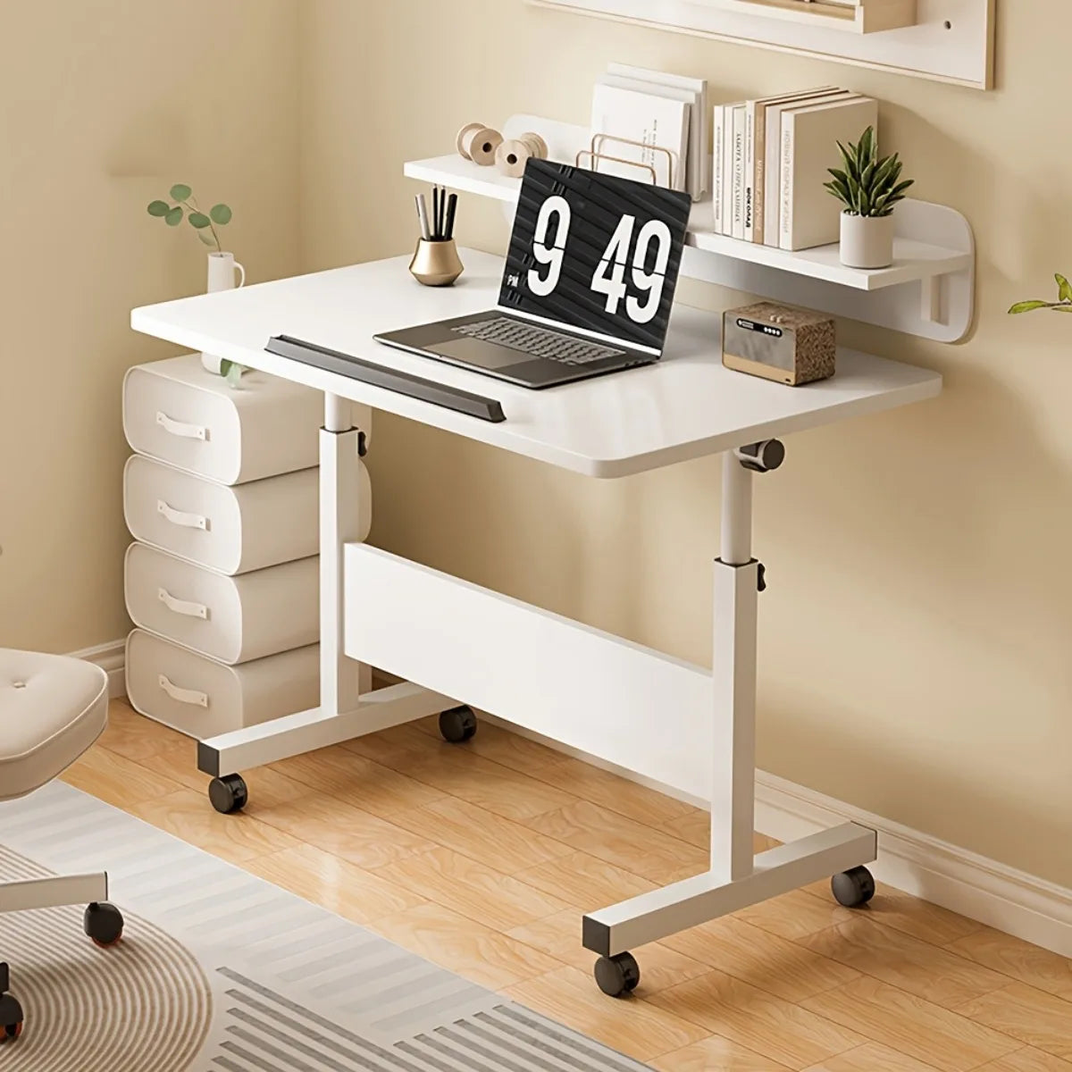 Adjustable Height Standing Desk with Lockable Wheels | Home Office