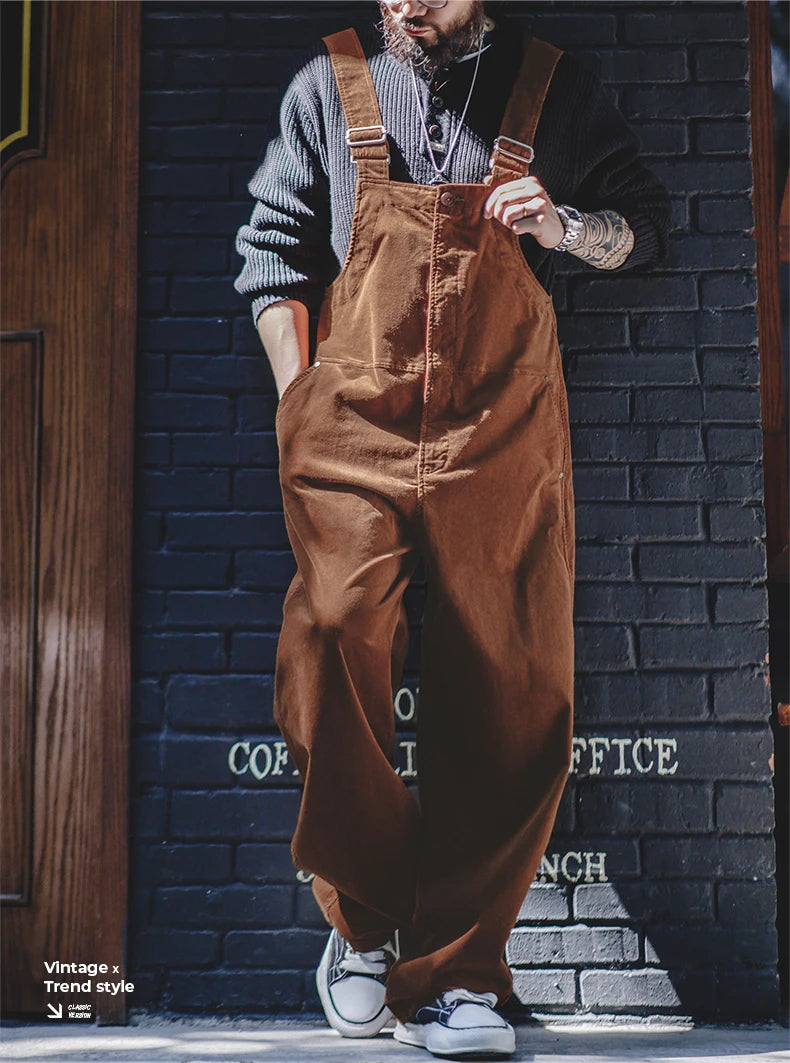 Men's Retro Corduroy Overalls | Adjustable Suspender Jumpsuit