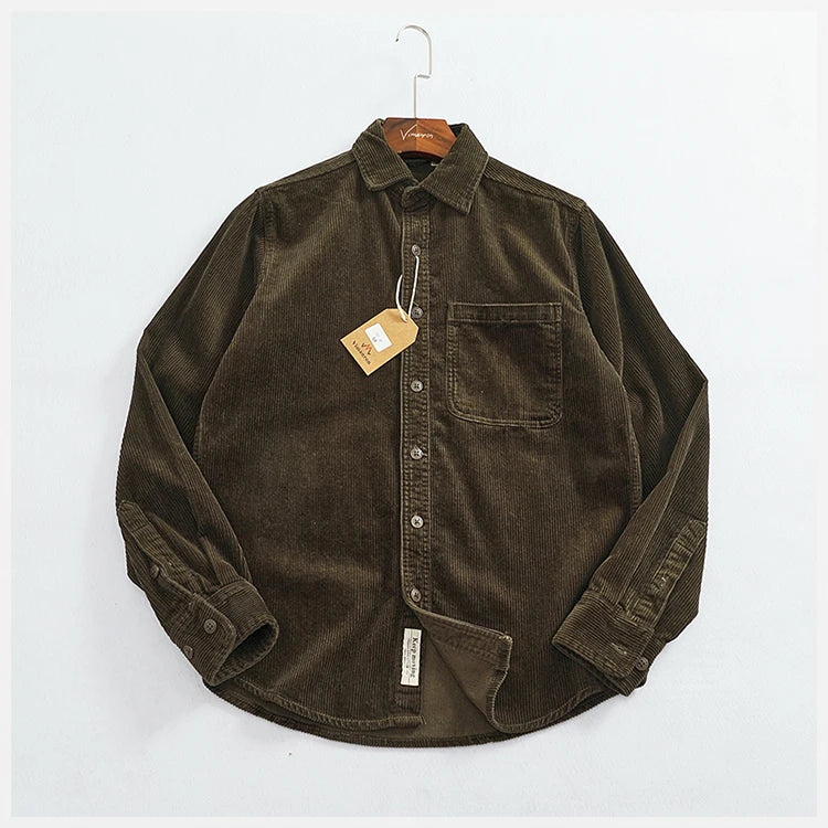 Men's Chunky Corduroy Long Sleeve Shirt | Stylish Autumn Essential
