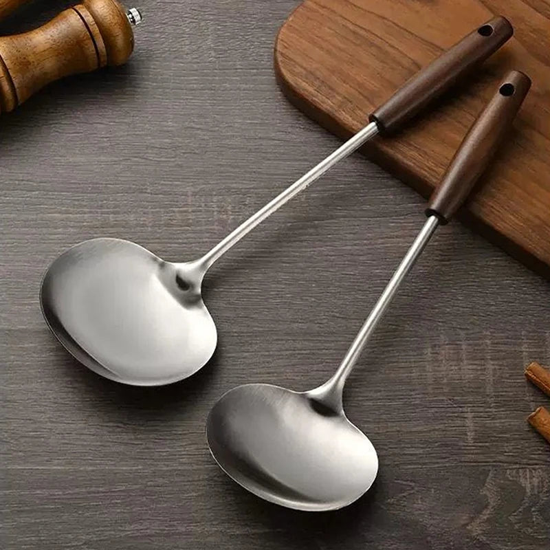 Stainless Steel Wok Spatula with Wooden Handle | Versatile Cooking Utensil