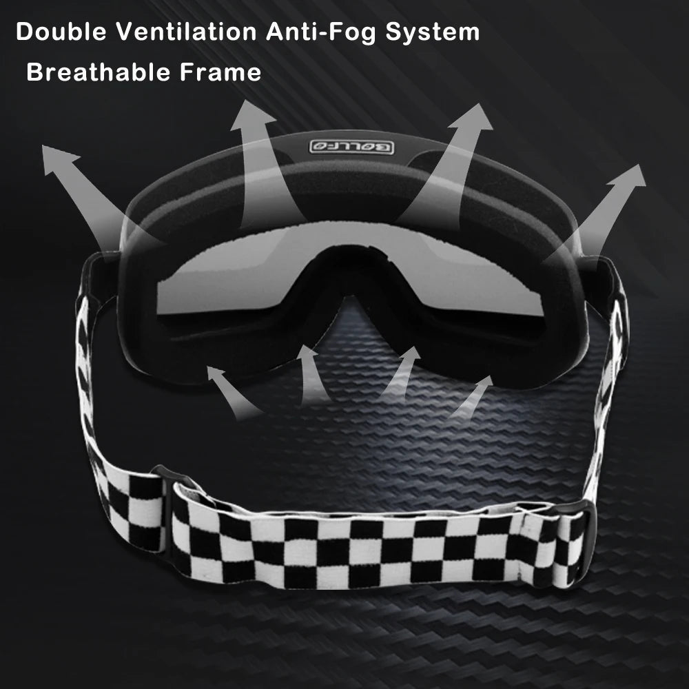BOLLFO Photochromic Motorcycle Goggles Motorbike Eyewear OTG UV Protection Auto-tinting ATV Glasses Windproof Dirt Bike Goggles