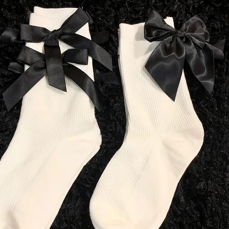 Kawaii Bowknot Middle Tube Socks | Cute Spring Style for Women