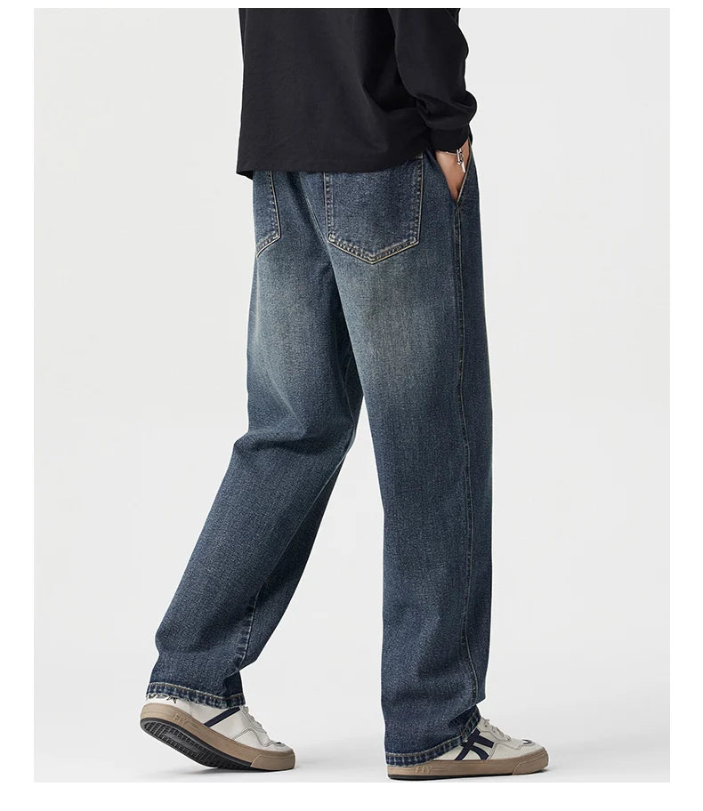 Men's Vintage Drawstring Wide-Leg Jeans | Trendy Casual Pants