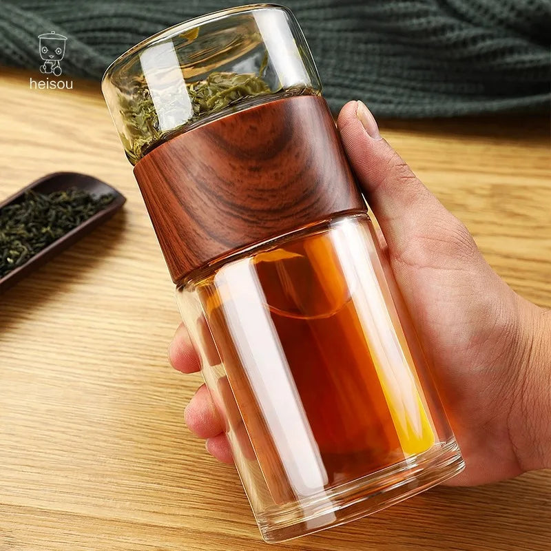 Eco-Friendly Double Glass Water Bottle with Infuser | Stylish Drinkware