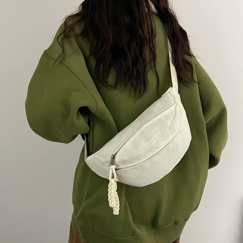 Casual Corduroy Belt Bags for Women | Stylish Fanny Pack