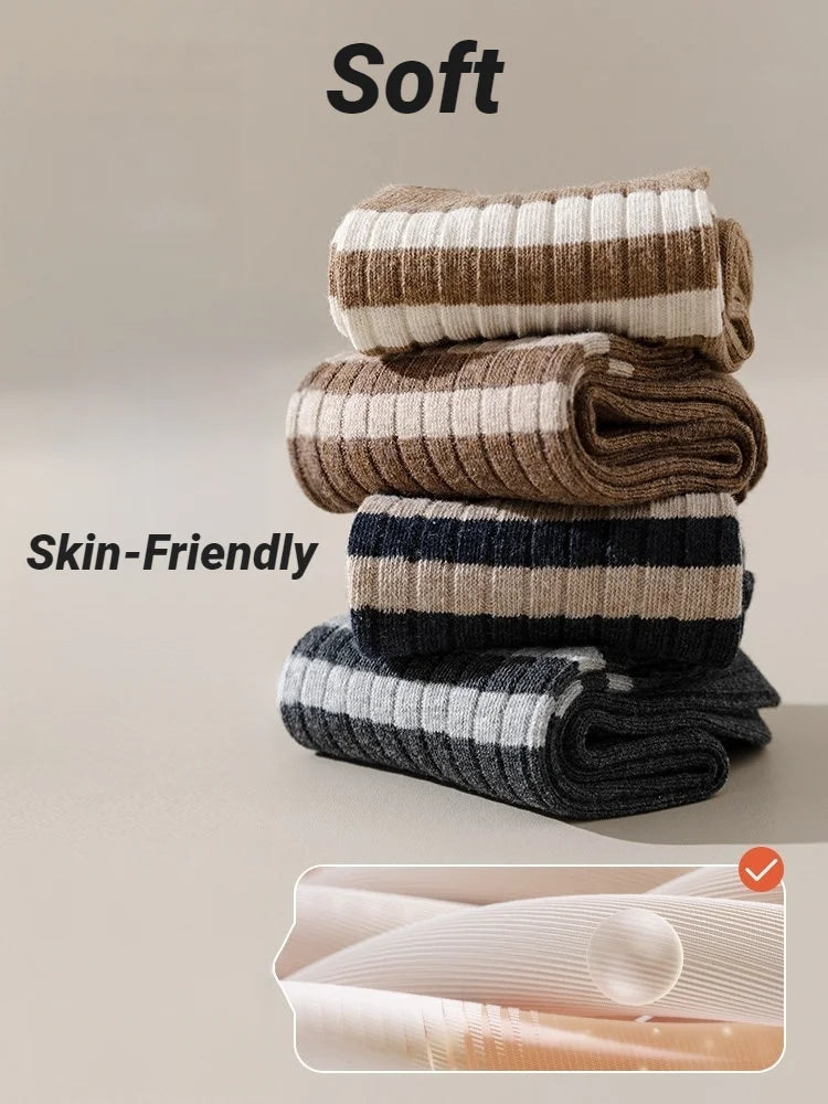 Men's Striped Mid Tube Socks | Breathable Casual Comfort