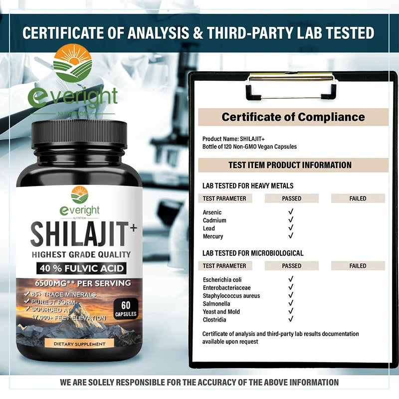 Shilajit Capsules 6500mg | Energy, Muscle Strength & Immunity Support