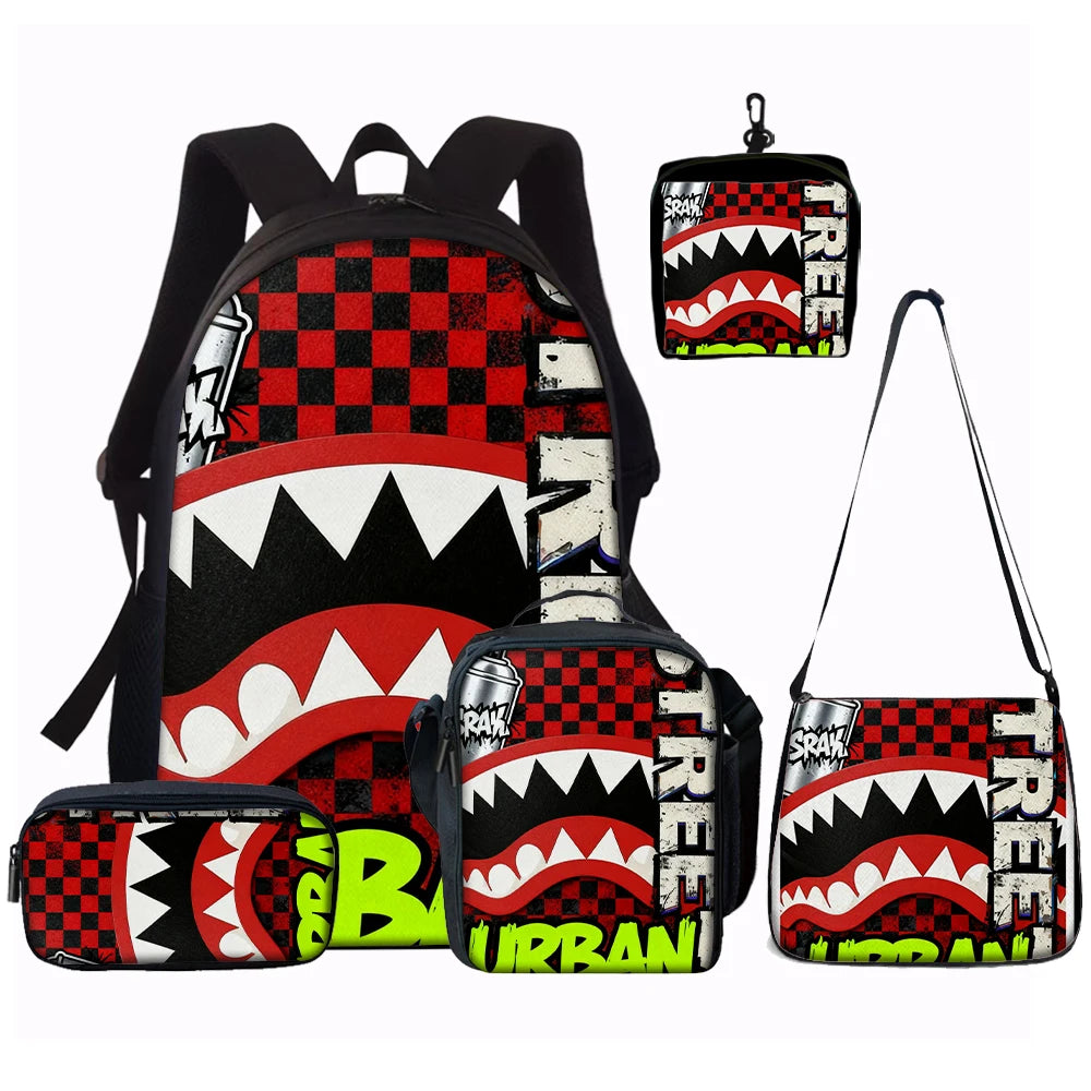 Trendy Shark Graphic Backpack Set | Perfect for School Adventures