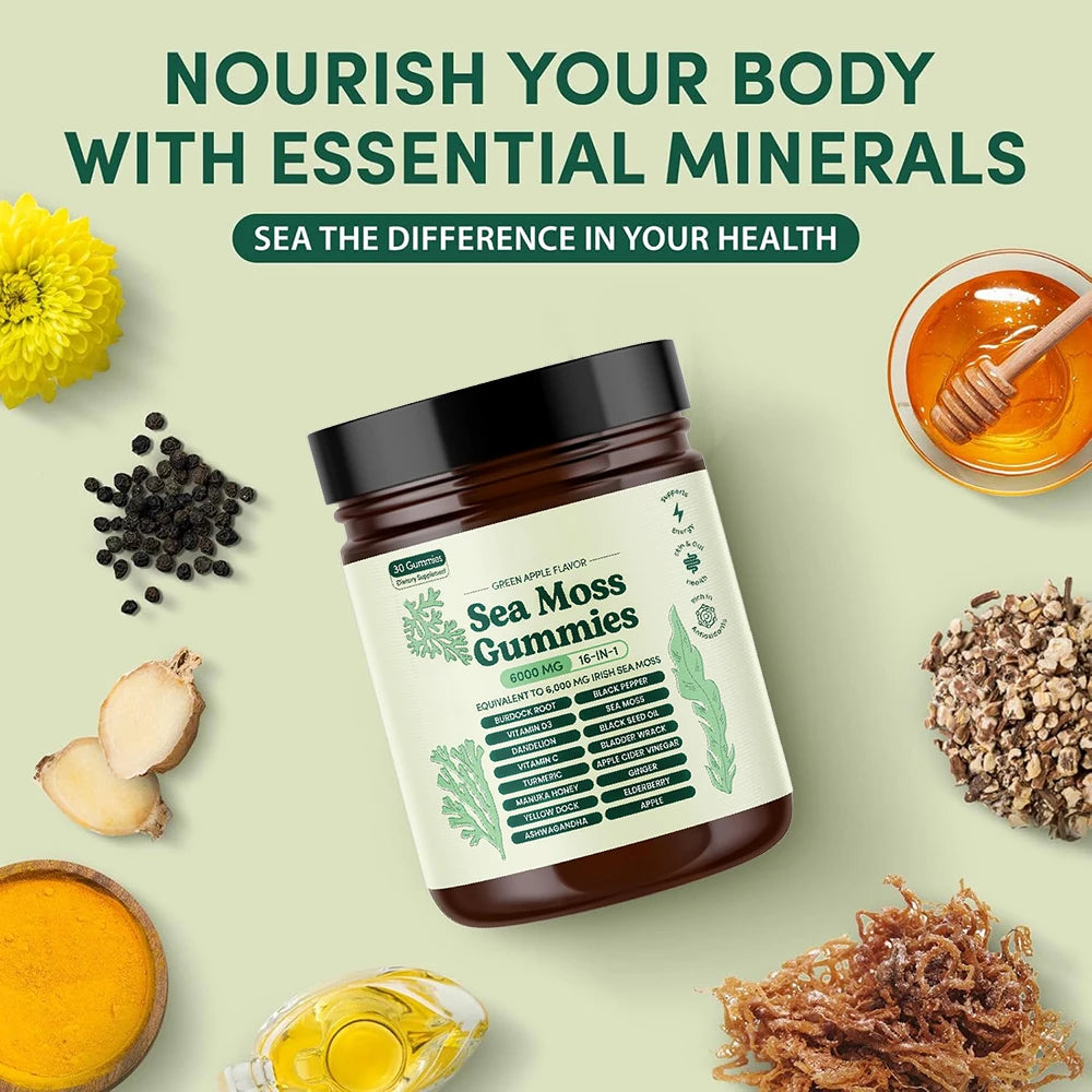 16-in-1 Sea Moss Gummies with Ashwagandha & Turmeric Blend