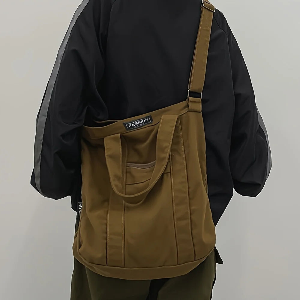 Unisex Korean Retro Canvas Shoulder Bag | Stylish Crossbody Tote