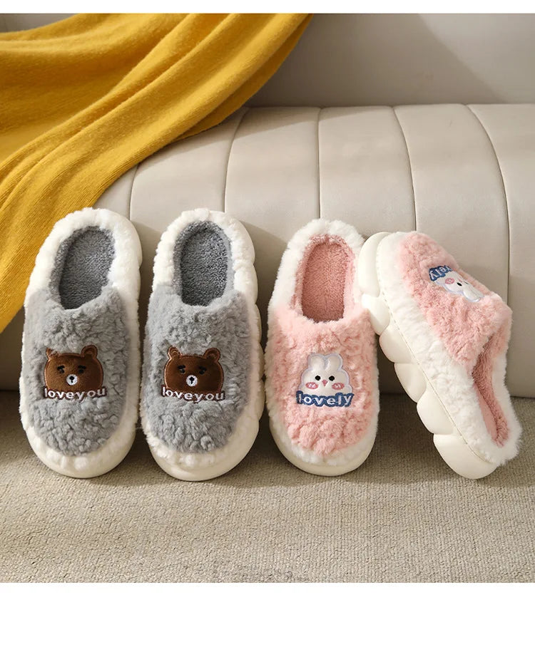 Women's Cute Cartoon Rabbit Plush Slippers | Cozy Indoor Footwear