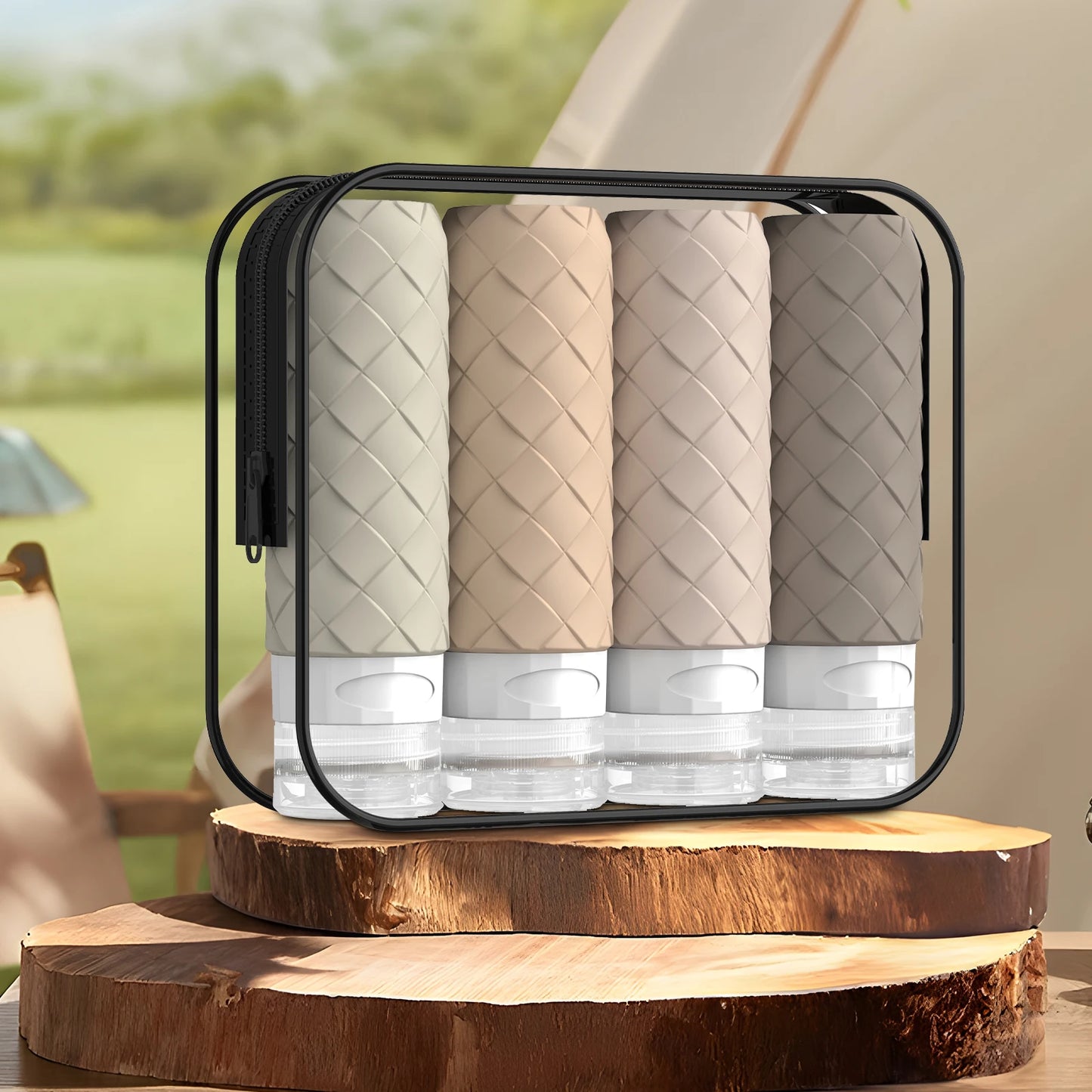 Silicone Woven Travel Dispensing Bottles | 4-Piece Set 90ml