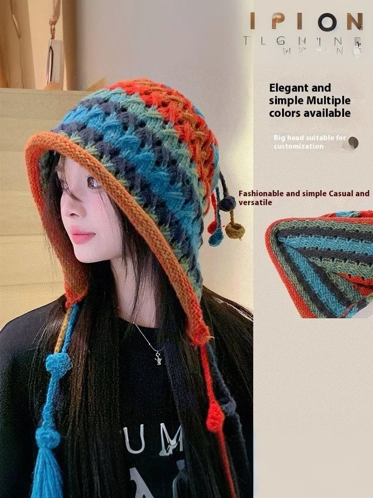 Women's Cute Bear Plush Knitted Hat | Cozy Winter Beanie