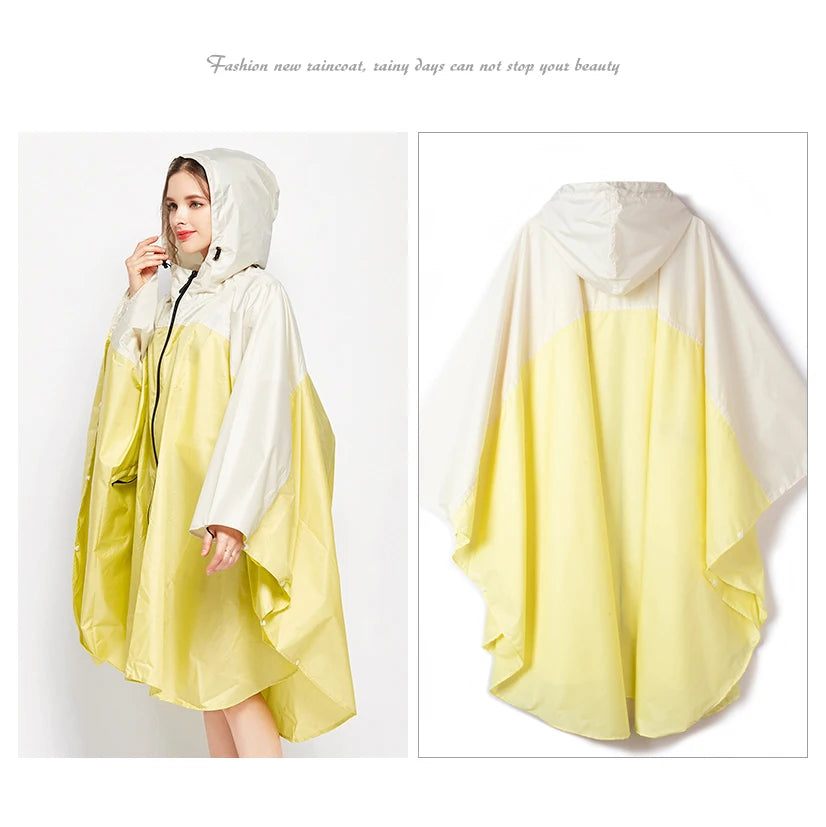 Plus-Size Lightweight Color-Blocked Raincoat | Ideal for Outdoors