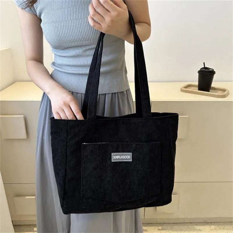 Stylish Women's Corduroy Shoulder Tote Bag | Large Capacity Handbag