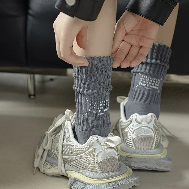 Men's Vintage Letter Medium Tube Socks | Thick Sports Comfort