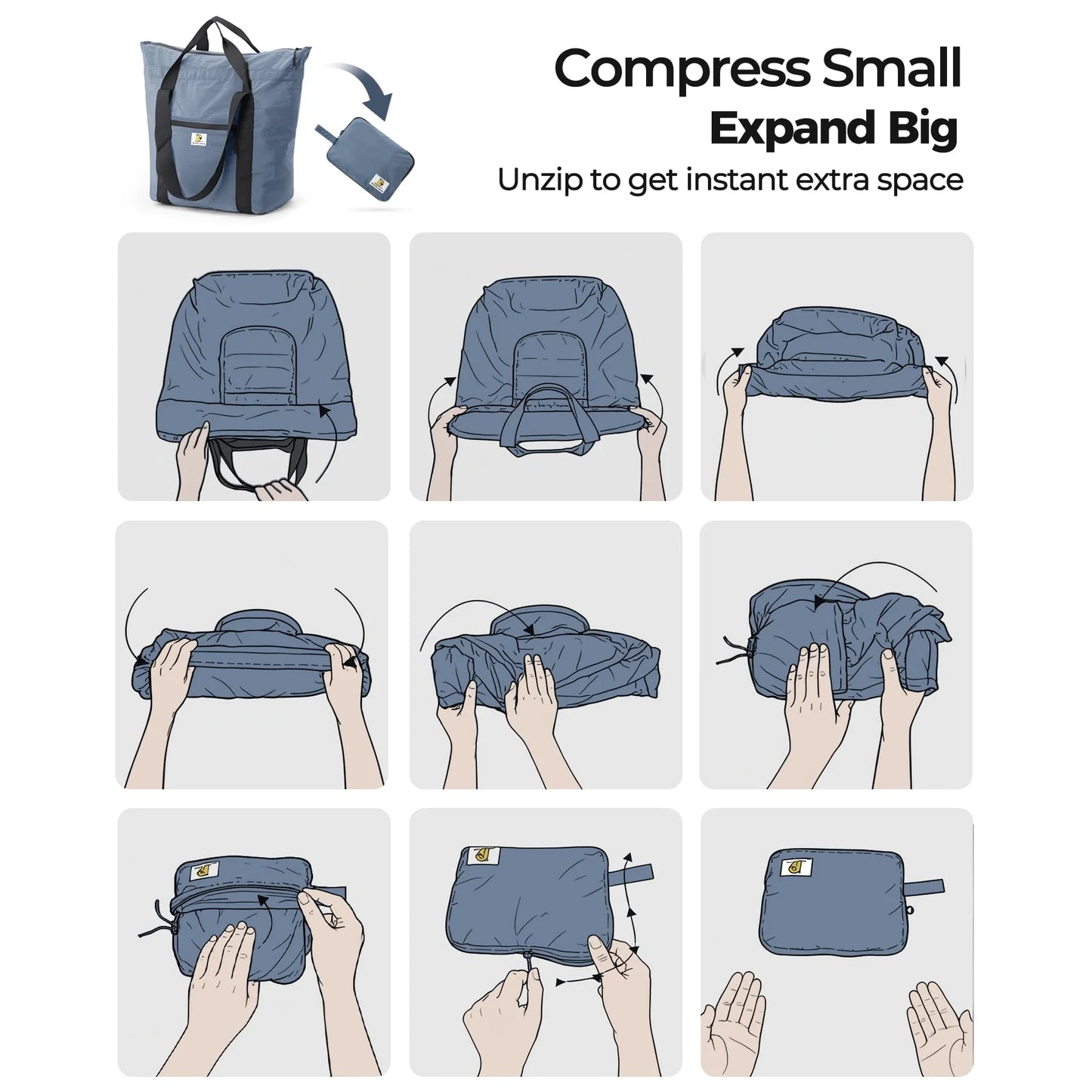 26L Foldable Travel Bag | Lightweight Expandable Weekender Tote