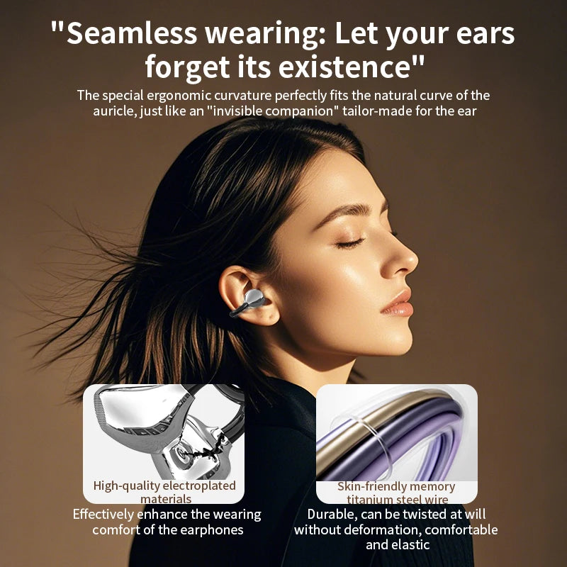 Wireless AI Translation Ear Clip | Bluetooth 5.49 Open-Ear Earbuds