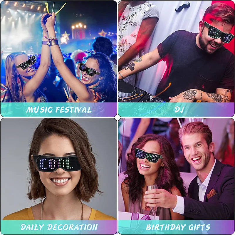 Bluetooth LED Glasses | Rechargeable Smart Glasses for Parties
