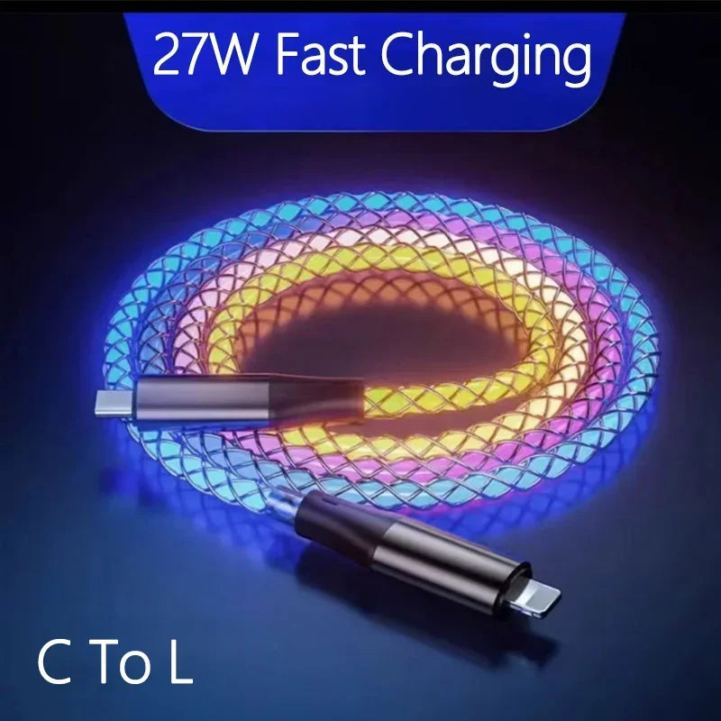 1m 6A Glowing USB Type C Charging Cable | Fast Charge Mobile Cord