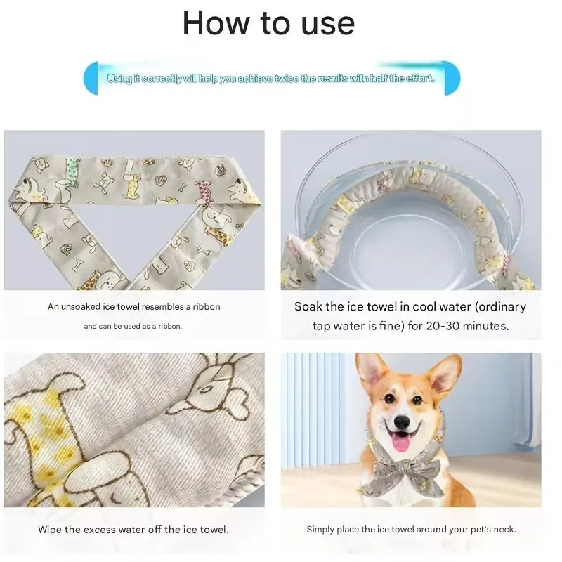 Pet Cooling Ice Scarf | Adjustable Breathable Towel for Dogs & Cats