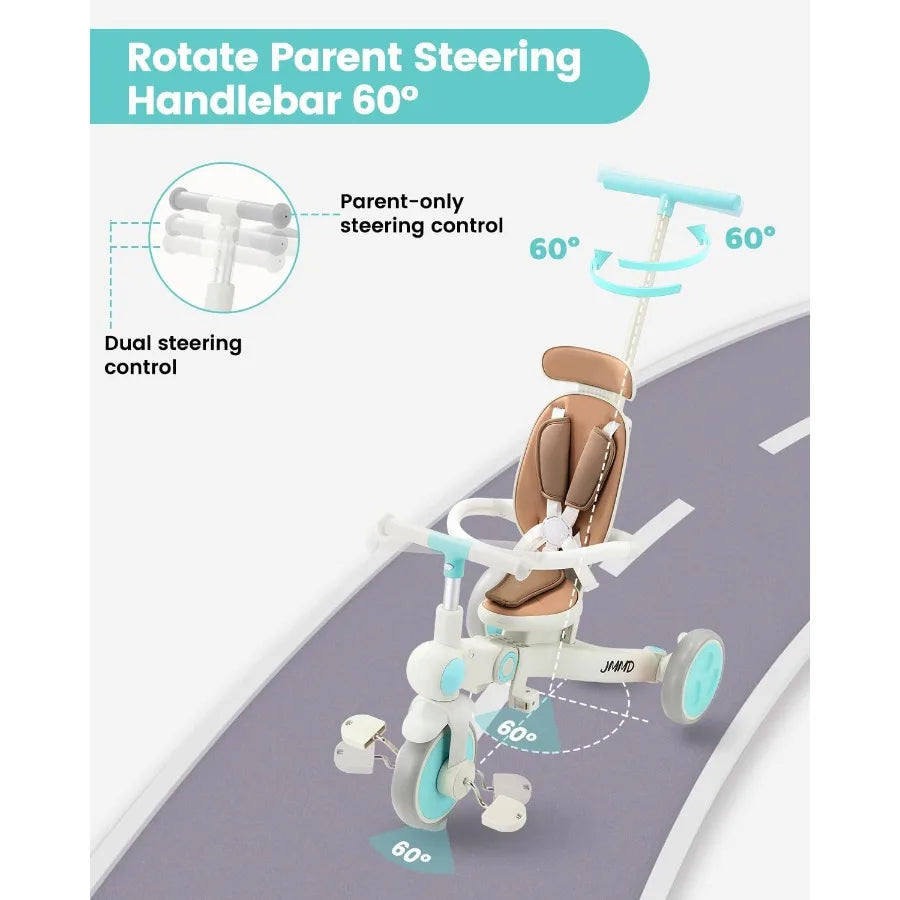 7-in-1 Multifunctional Baby Tricycle | Safe Ride for Growing Kids