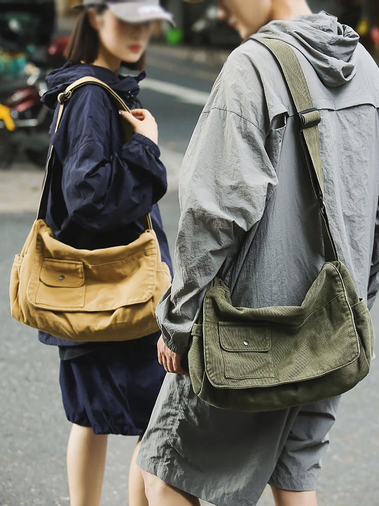 Versatile Canvas Messenger Bag | Large Capacity & Adjustable Design
