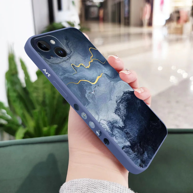 Marble Texture Phone Case For iPhone 16 16E 15 14 13 12 11 X XR XS SE2 SE2020 8 7 6 6S Plus Pro Max Mini Silicone Cover