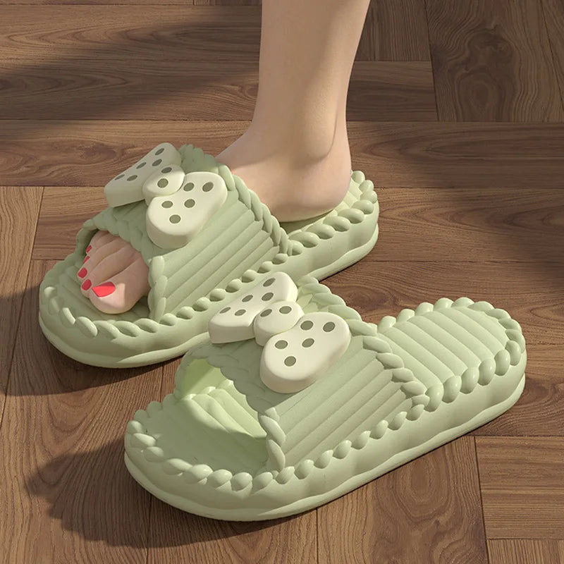 Cute Women's Summer Slippers with Bow Tie | Comfortable Beach Slides