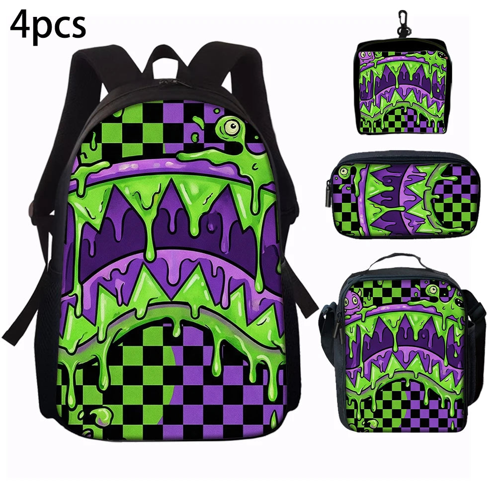 Trendy Shark Graphic Backpack Set | Ideal for School Adventures