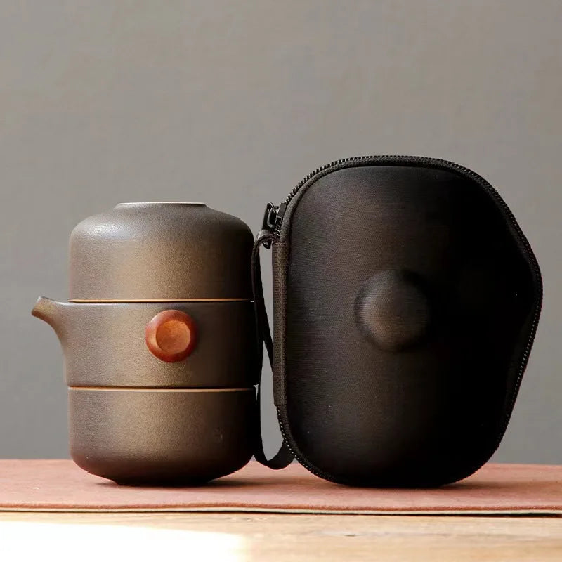 Japanese-Style Handmade Ceramic Teapot Set for Home & Travel