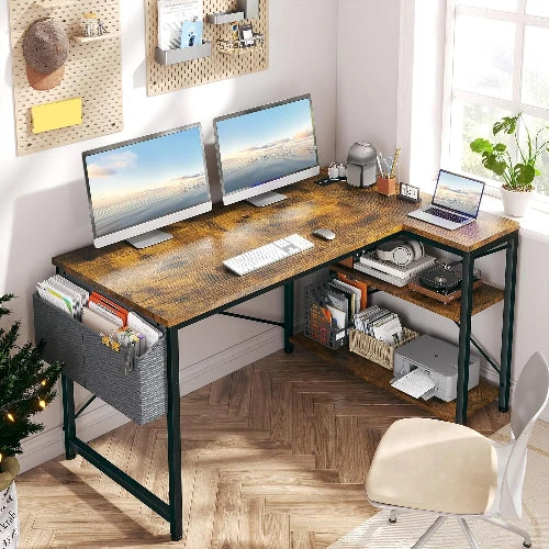 40 Inch L Shaped Gaming Desk with Storage | Corner Computer Table