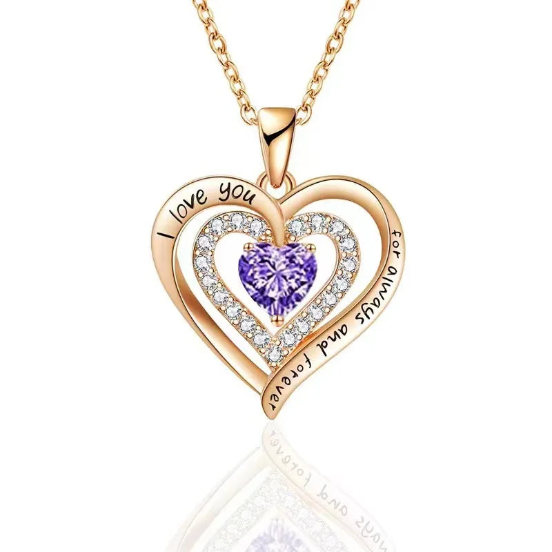 Romantic Sakura Pink Jewelry Box & Heart Necklace Gift Set for Women