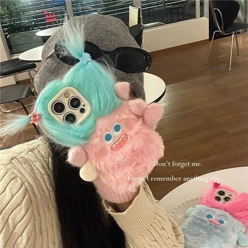 3d Cute Cartoon Plush Phone Case,  for IPhone 16 15 14 13 12 11 Mini Pro Max X XR XSMax,funny Shock-proof Phone Covers
