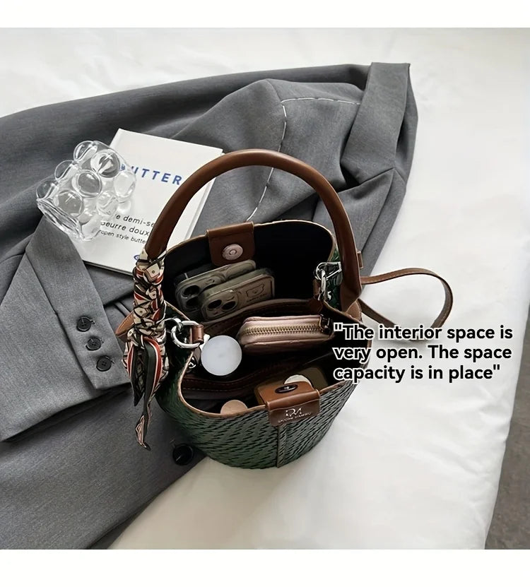 Bolso de cubo chic para mujer | Bolso de mano tejido de moda para cada ocasión