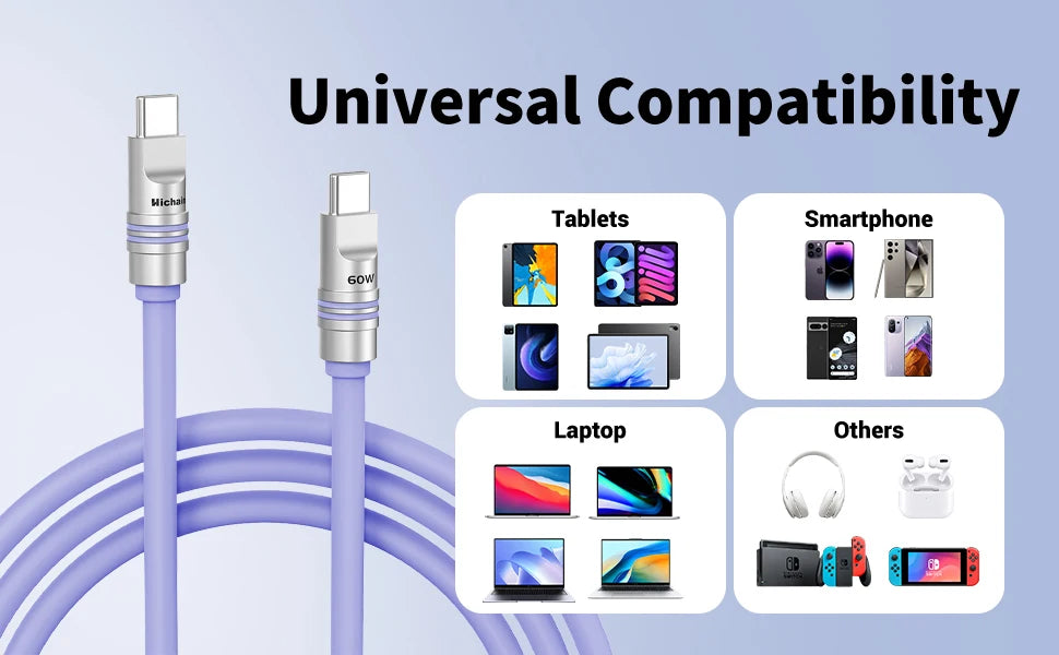 PD240W USB C Fast Charging Cable | Soft Silicone Type-C Cable