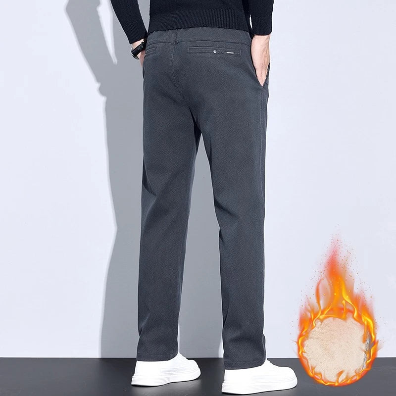 Men's Winter Thick Warm Casual Pants | Fleece Thermal Trousers