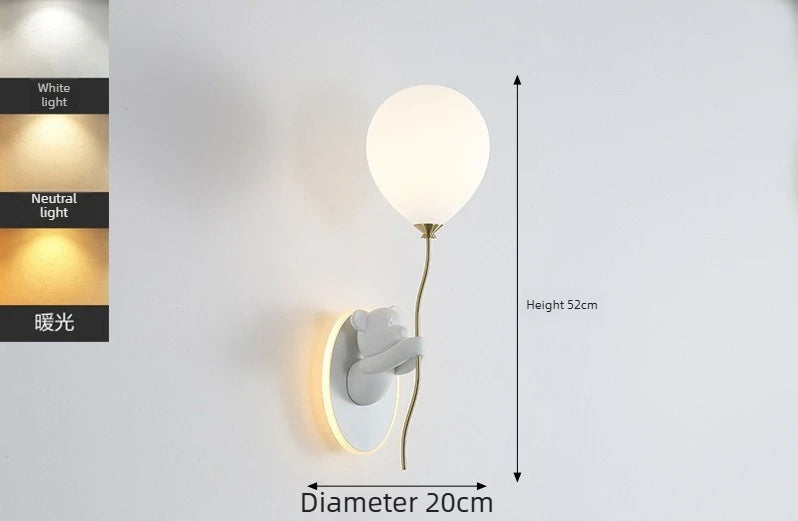 Lámpara de pared de oso creativo | Lámpara suave de globo de dibujos animados para habitaciones infantiles