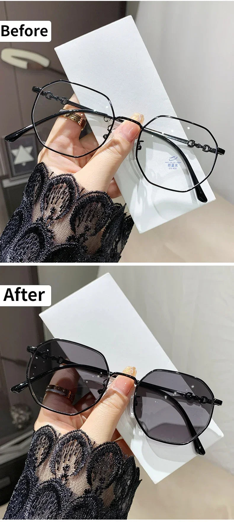Oversized Photochromic Myopia Eyewear | Stylish Comfort & Relief