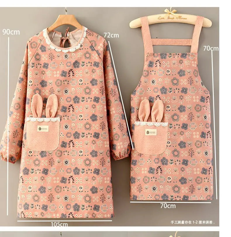 Flower Printed Kitchen Apron | Stylish Cooking Smock for Home