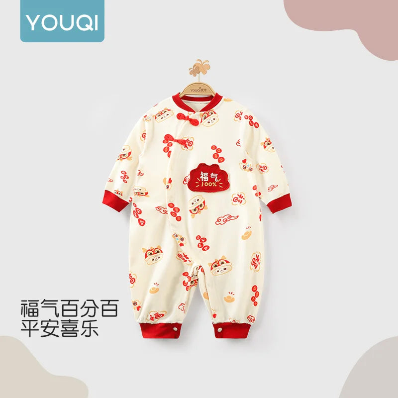 Festive Red Baby Romper | Ideal for Celebrations and Milestones