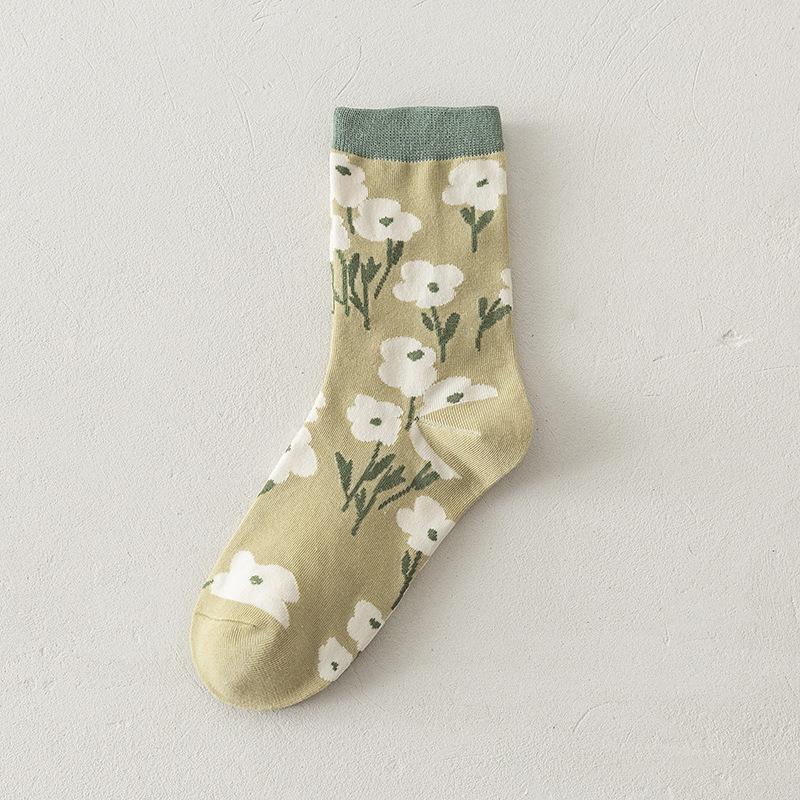 Cute Pink Flower Embroidery Socks for Women | Kawaii Retro Style