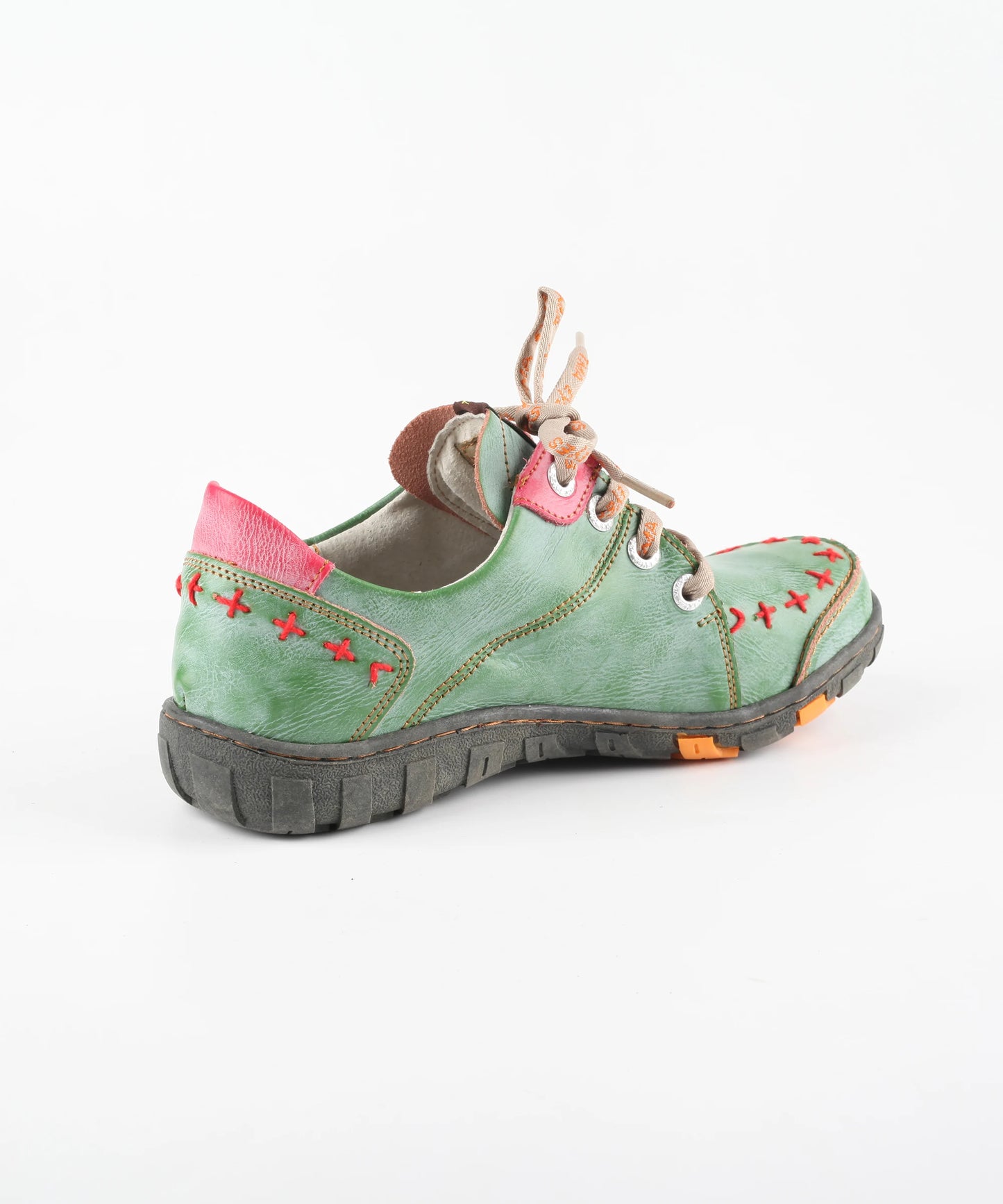 Stylish Hand-Stitched Color Block Leather Sneakers for Women