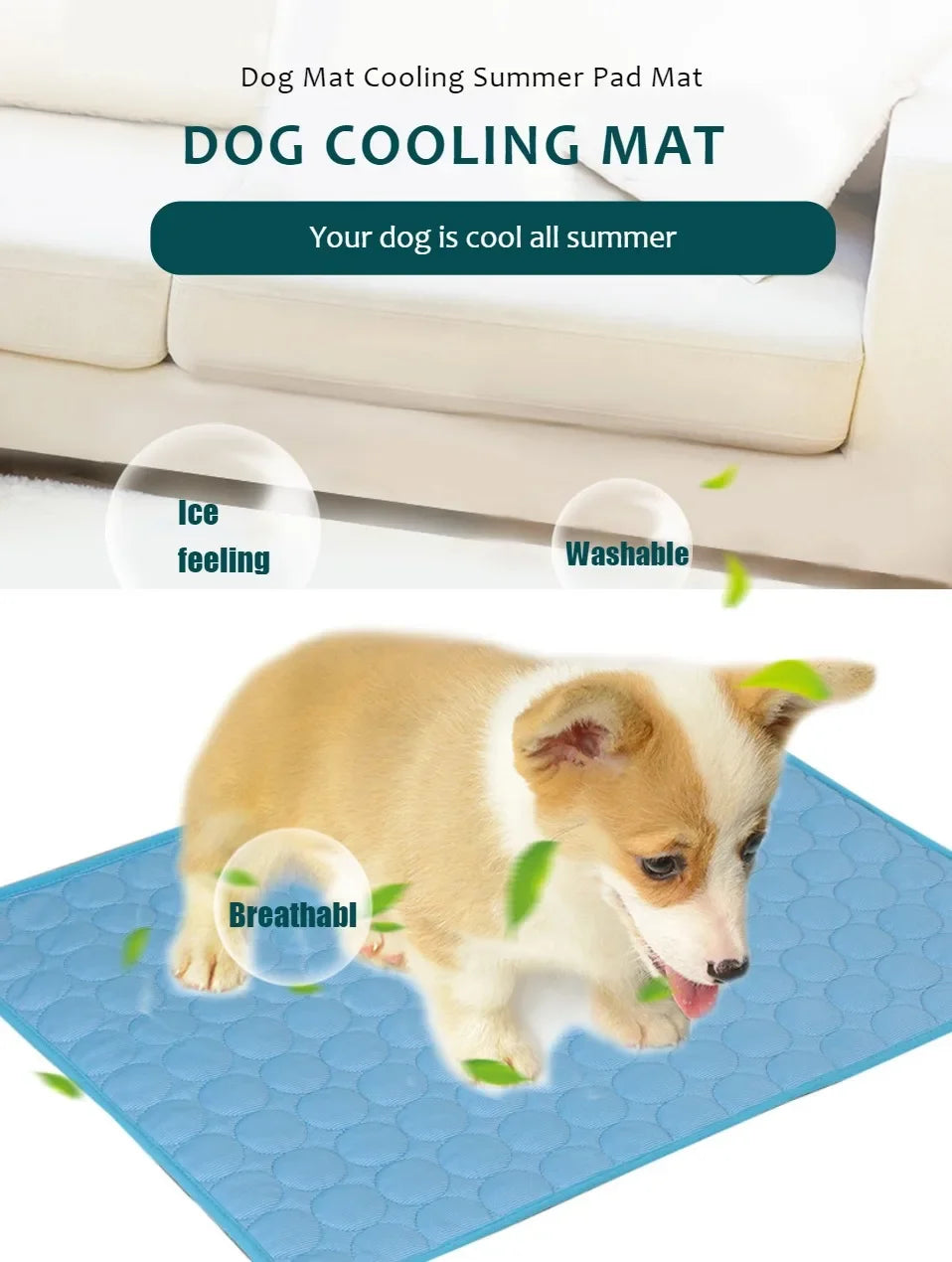 Dog Cooling Mat for All Breeds | Summer Pet Cold Bed