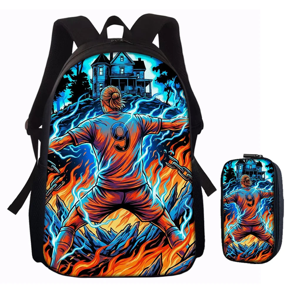 Large-Capacity Soccer Star Pattern Backpack Set | Casual Style