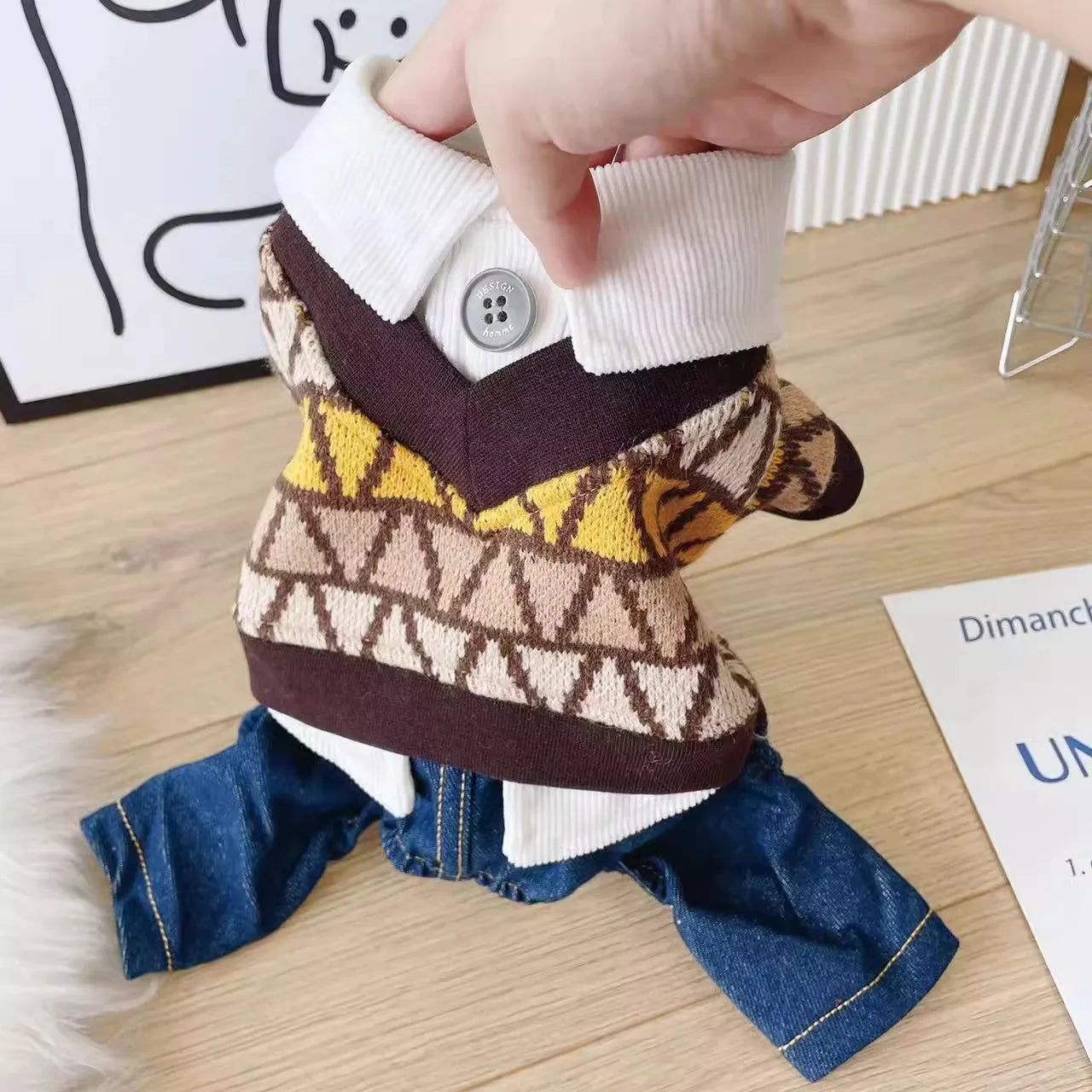 Stylish Knit Sweater Vest Costume for Small Dogs | Pet Jumpsuit Sets